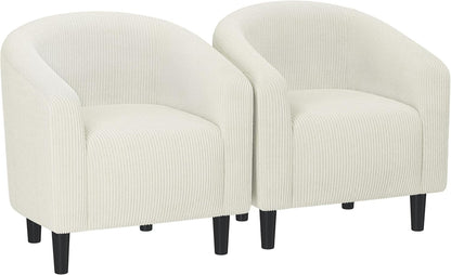 Barrel Chairs, Furry Accent Chairs, Sherpa Chairs with Soft Padded Armrest, Fuzzy Club Chairs for Living Room Bedroom Waiting Room Office, Accent Chairs Set of 2, Ivory