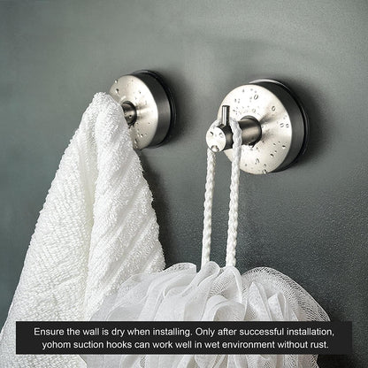 Stainless Steel Vacuum Suction Cup Bathroom Shower Holders - Removable Towel Rack, Bathrobe and Loofah Hooks with Brushed Finish