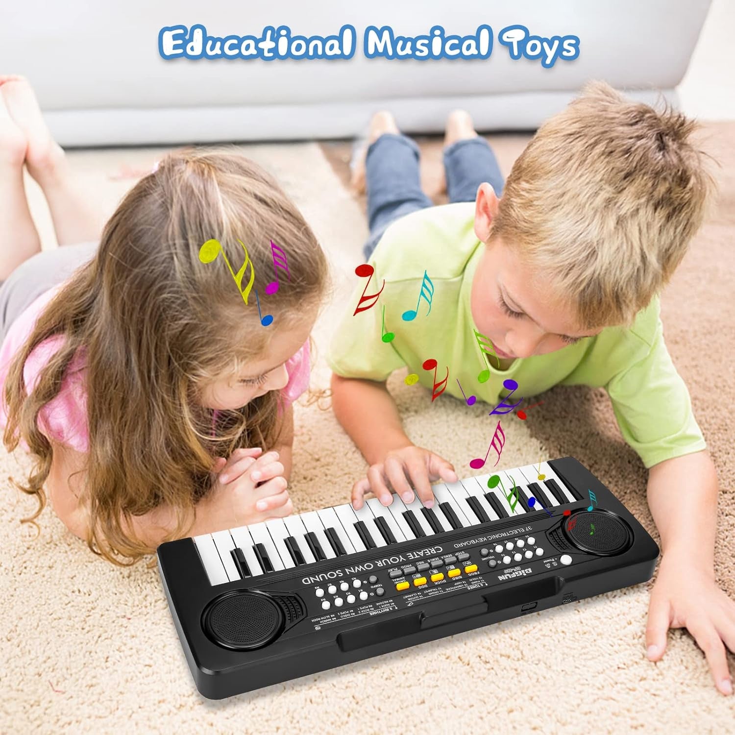 Kids Piano Keyboard, 37 Keys Electronic Piano for Kids Portable Multi-Function Musical Instruments Birthday Educational Gift Toys for 3 4 5 6 7 8 Year Old Boys Girls Children Beginner (Black)