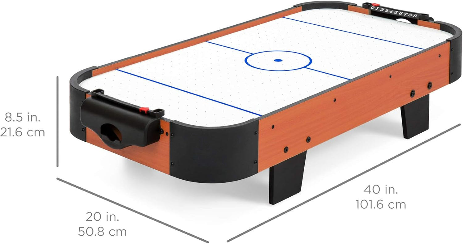 40In Portable Tabletop Air Hockey Arcade Table for Game Room W/ 100V Motor, Electric Fan, 2 Strikers, 2 Pucks