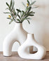 Donut Vase, Set of 2 - Minimalist Nordic, White Ceramic Hollow Donut Vase Decor | Table Centerpiece, Olive Plant, Wedding, Living Room, Bookshelf, Office, Modern Home, Entryway, Console