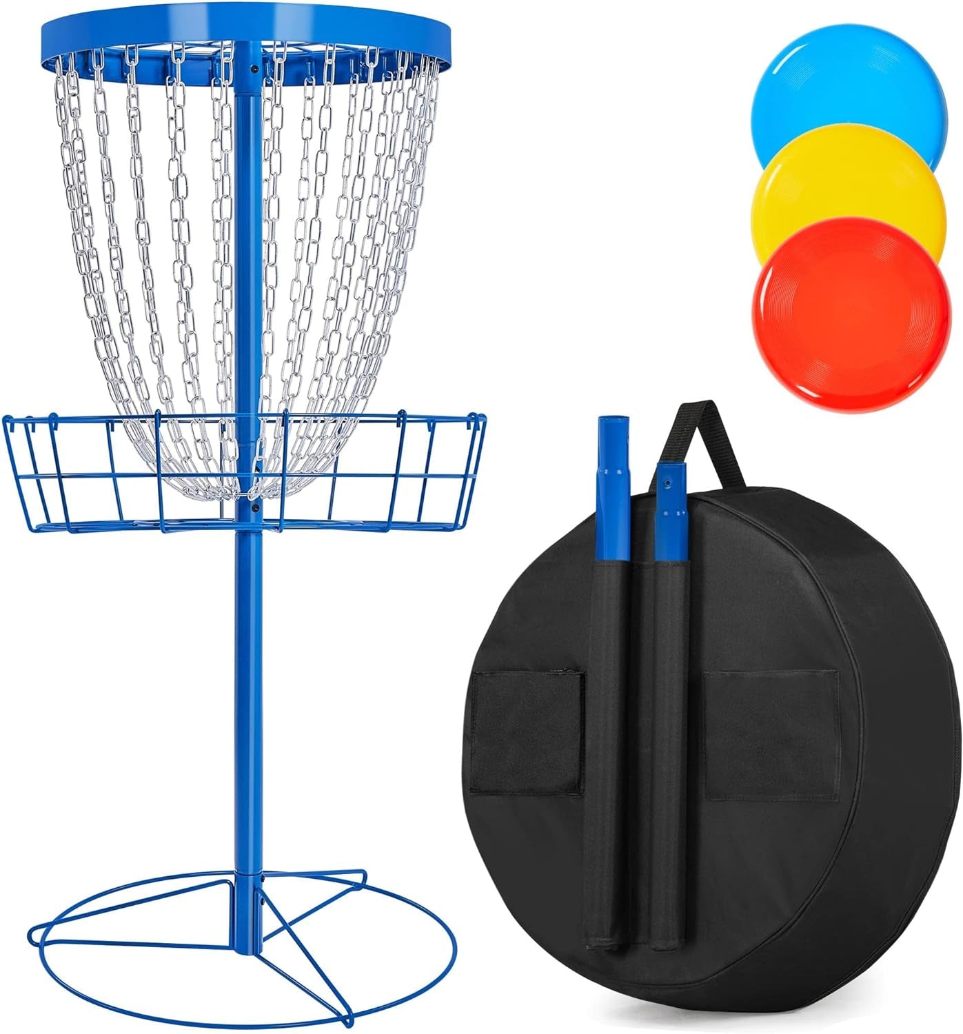 Portable Disc Golf Basket Target Disc Sports 12-Chain Practice Disc Golf Target Steel Hole Disc Golf Goals Catcher Indoor &amp; Outdoor, Blue/Red/Orange/Black