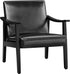 PU Leather Accent Chair, Mid-Century Modern Armchair with Solid Wood Legs, Reading Leisure Chair with High Back for Living Room Bedroom Waiting Room, Black