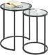 round Nesting End Table Set of 2,Stacking Side Tables,Coffee Tables Set W/Metal Frame & Glass Top & Protective Foot Pads for Small Space, Living Room, Office- Black