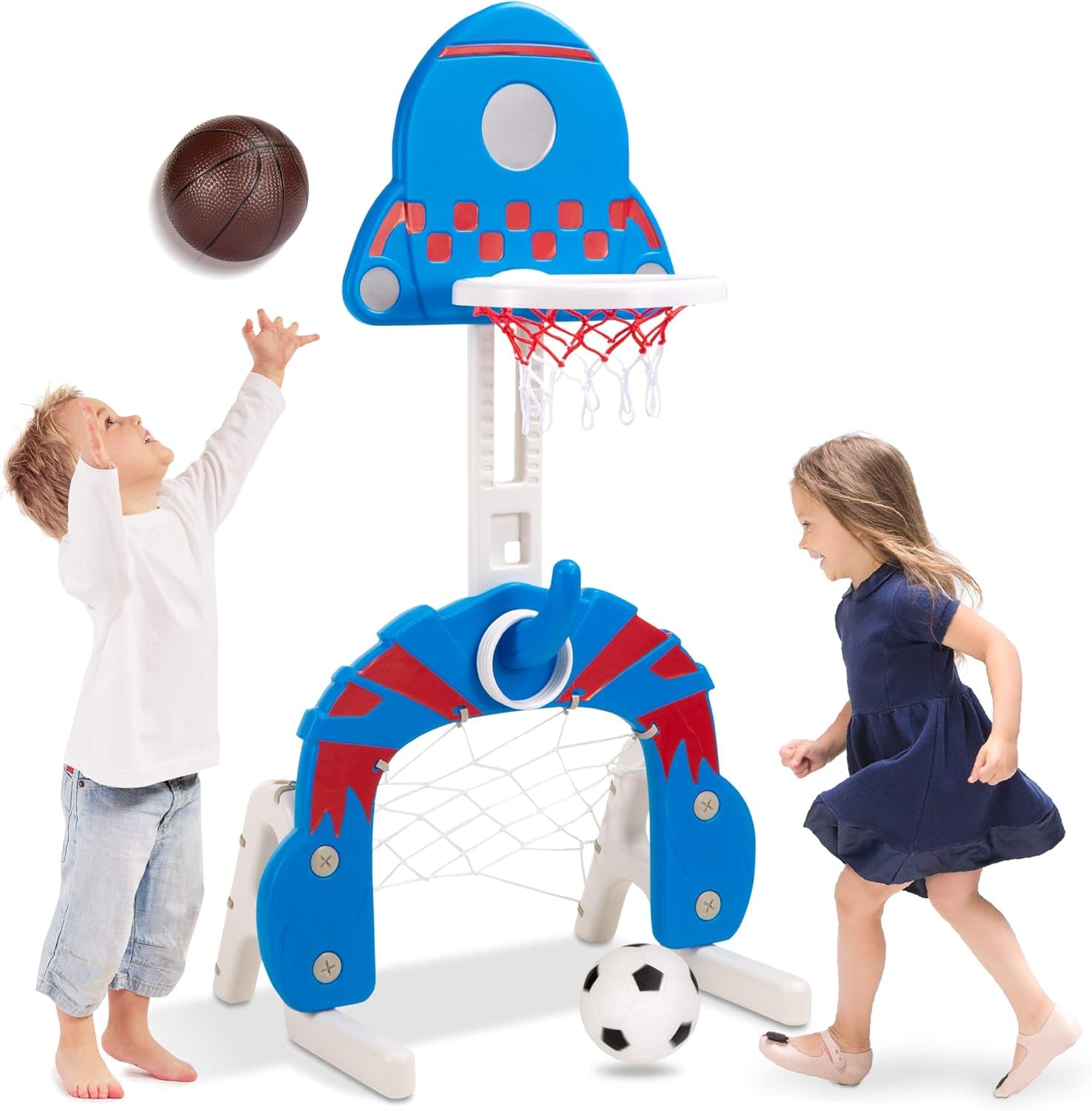 3-In-1 Toddler Basketball Hoop Sports Activity Center