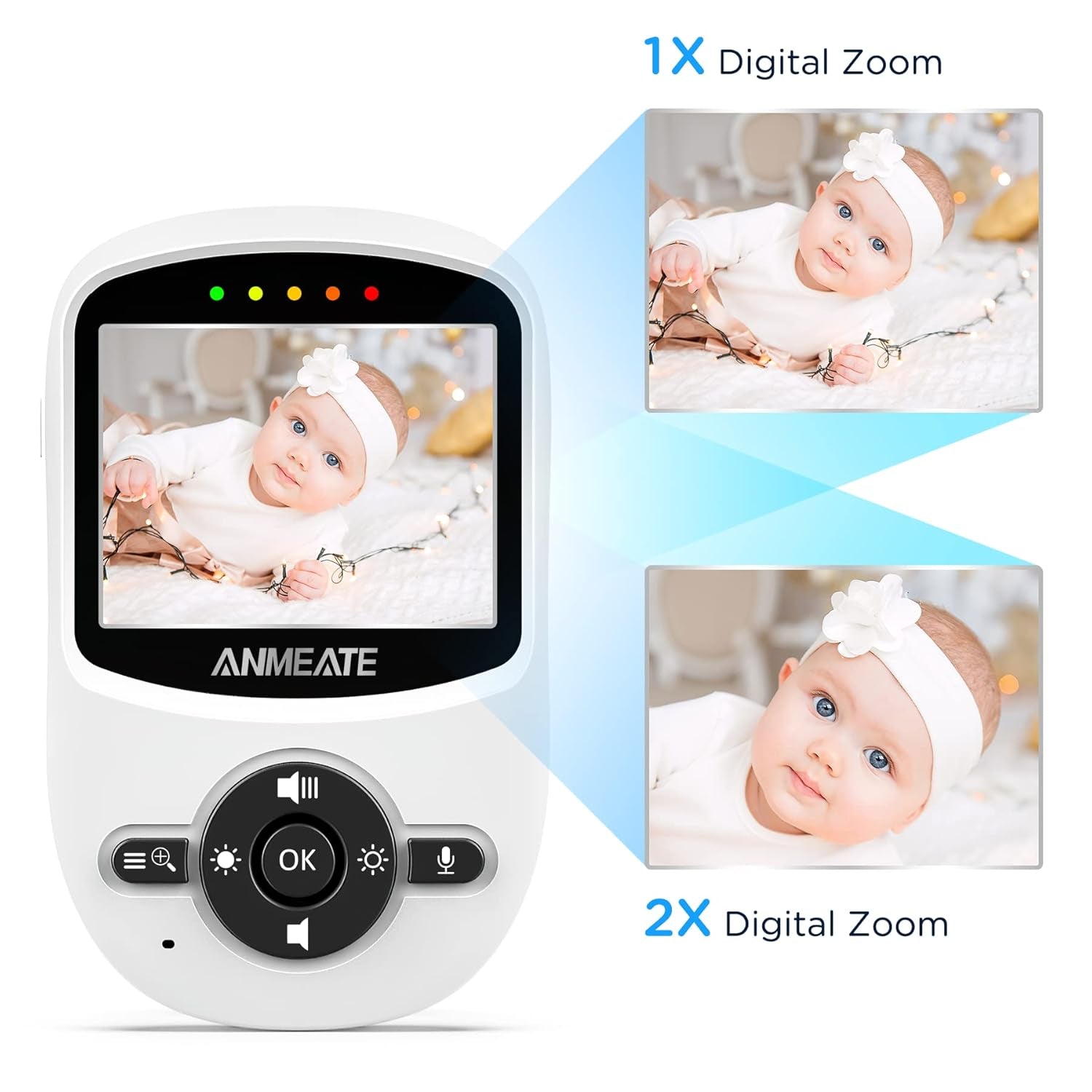 Video Baby Monitor with Digital Camera, Digital 2.4Ghz Wireless Video Monitor with Temperature Monitor, 960Ft Transmission Range, 2-Way Talk, Night Vision, High Capacity Battery（1 Camera）