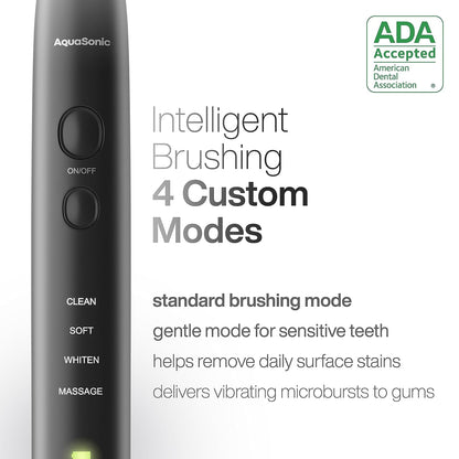 Black Series Ultra Whitening Toothbrush – ADA Accepted Electric Toothbrush- 8 Brush Heads &amp; Travel Case – 40,000 VPM Electric Motor &amp; Wireless Charging - 4 Modes W Smart Timer