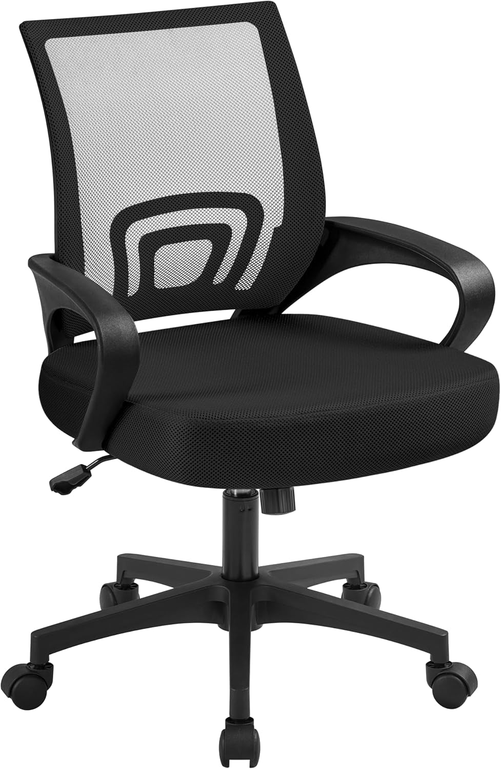 Office Chair Ergonomic Computer Chair Mid Back Adjustable Desk Chair with Lumbar Support Armrest, Swivel Rolling Mesh Task Gaming Chair for Home Office Work Study, Black