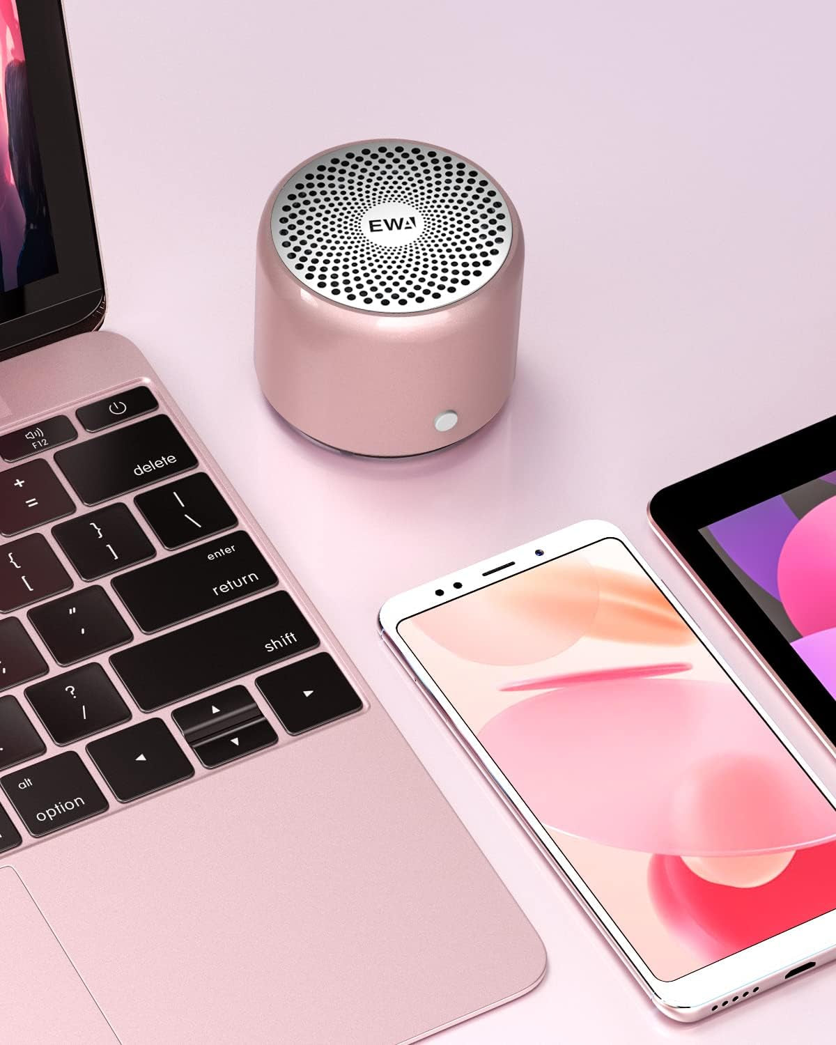 A106 Portable Mini Bluetooth Speaker, Enhanced Bass and High Definition Sound, Portable Design, for Iphone, Ipad,Nexus,Laptops and More (Rosegold)