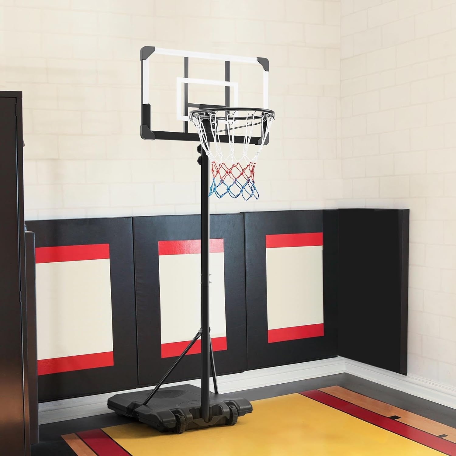 Kids Basketball Hoop Outdoor Portable Basketball Goals Basketball Court Freestanding Basketball Goal Stand 7.4Ft-8.4Ft Height Adjustable for Indoor/Outdoor Sports