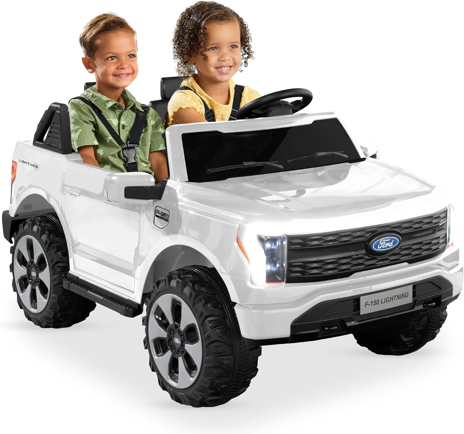 Licensed Ford F-150 Lightning Truck Kids 24V 2-Seater Electric Ride on Car Toy W/ 132Lb Weight Capacity, Parent Control - Black