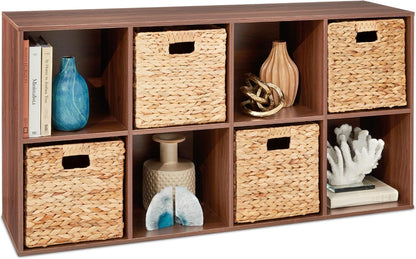 9-Cube Storage Organizer, 13.5In Shelf Opening, Bookcase, Display Shelf, Customizable W/ 3 Removable Back Panels – Walnut