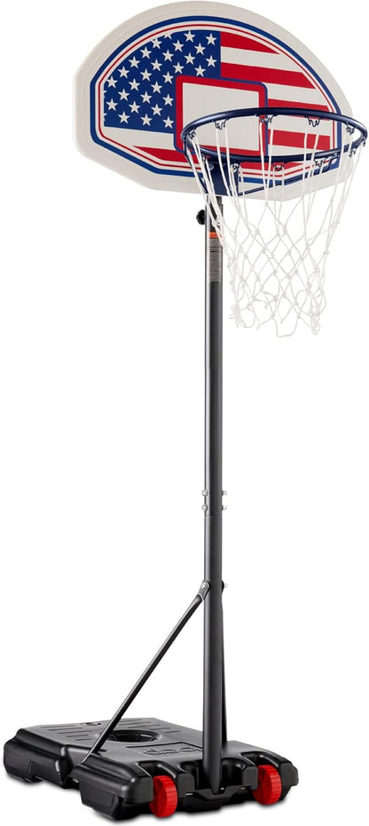 Kids Height-Adjustable Basketball Hoop, Portable Backboard Set W/ 2 Wheels, Fillable Base, 70.5In to 82.3In Tall