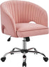 Pink Desk Chair Vanity Chair with Back Home Office Chair Cute Desk Chair Modern Swivel Rolling Chair Computer Chair for Study, Vanity, Bedroom