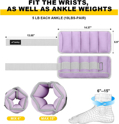 Adjustable Ankle Weights for Women Men 1 Pair 2 4 6 8 10 LBS Leg Weights Hand Arm Wrist Weights with Removable Weight, 1-5 LB Each Ankle Strength Training Weight for Physical Therapy Gym Fitness Walking Running