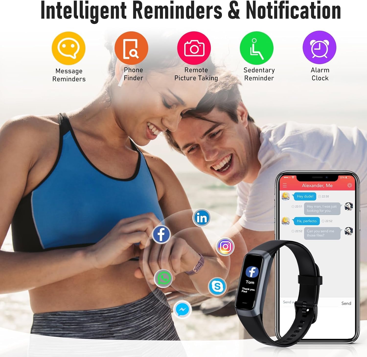 Fitness Tracker with 24/7 Heart Rate, Blood Oxygen Blood Pressure Sleep Monitor, Activity Trackers 5 ATM Waterproof,Step Calorie Counter Pedometer Health Smart Watch for Women Men