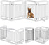 32-Inch Tall Dog Gate Extra Wide Pet Gate for Dogs Indoor Foldable Wire & Wooden Puppy Safety Fence W/2 Support Feet,Freestanding Dog Gate for the House, Doorway, Stairs(White,4 Panels)