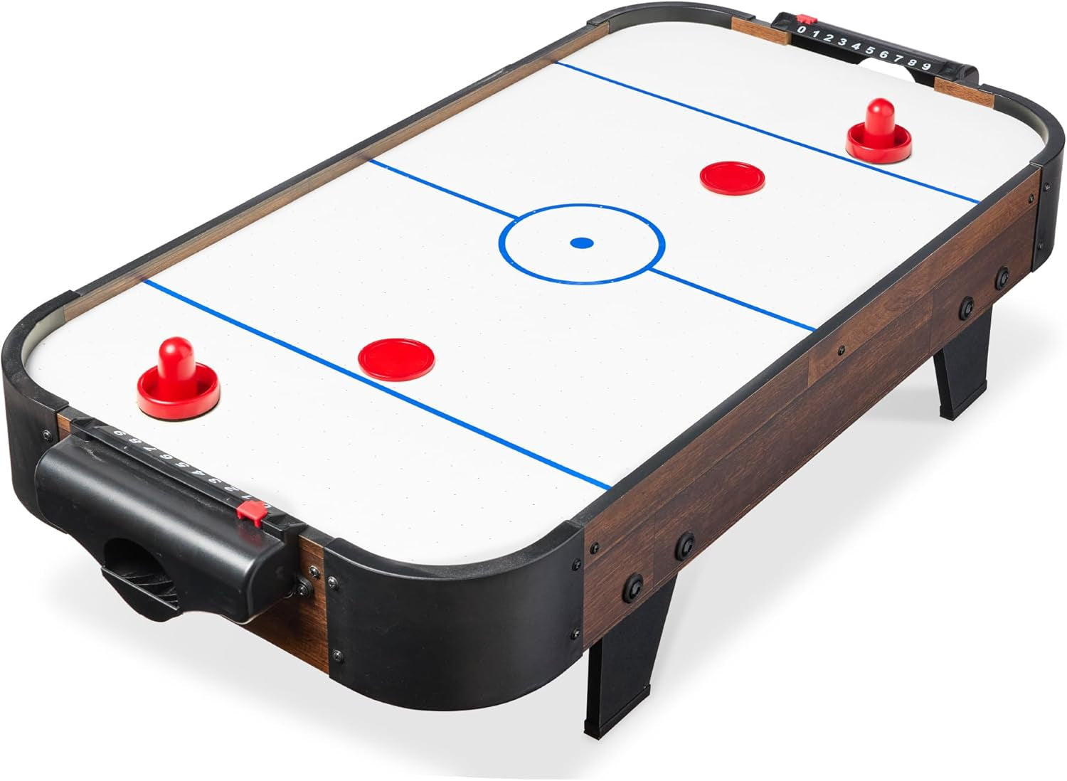 40In Portable Tabletop Air Hockey Arcade Table for Game Room W/ 100V Motor, Electric Fan, 2 Strikers, 2 Pucks