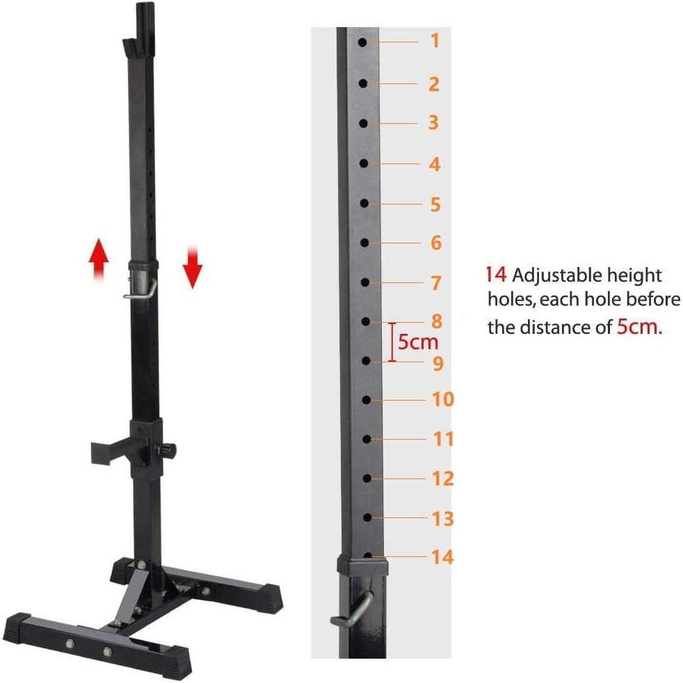 Pair of Adjustable Squat Rack Standard 44-70 Inch Barbell Rack Solid Steel Squat Stands Bench Press Rack Home Gym Portable Dumbbell Racks Stands