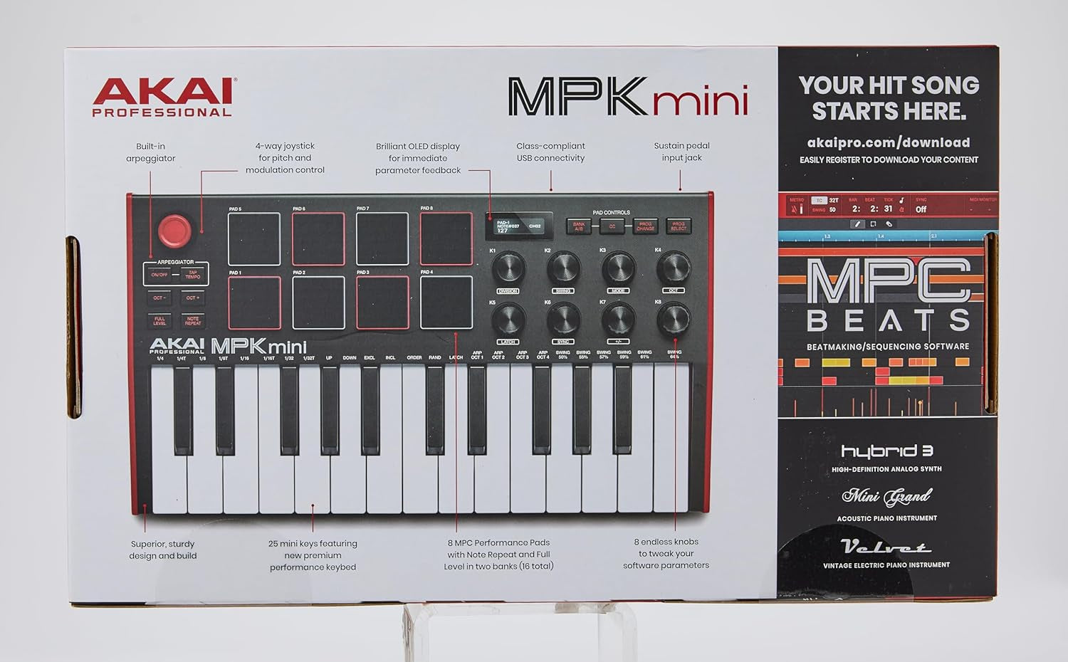 MPK Mini MK3 - 25 Key USB MIDI Keyboard Controller with 8 Backlit Drum Pads, 8 Knobs and Music Production Software Included