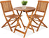 3-Piece Acacia Wood Bistro Set, Folding Patio Furniture for Backyard, Balcony, Deck W/ 2 Chairs, round Coffee Table, Teak Finish - Natural