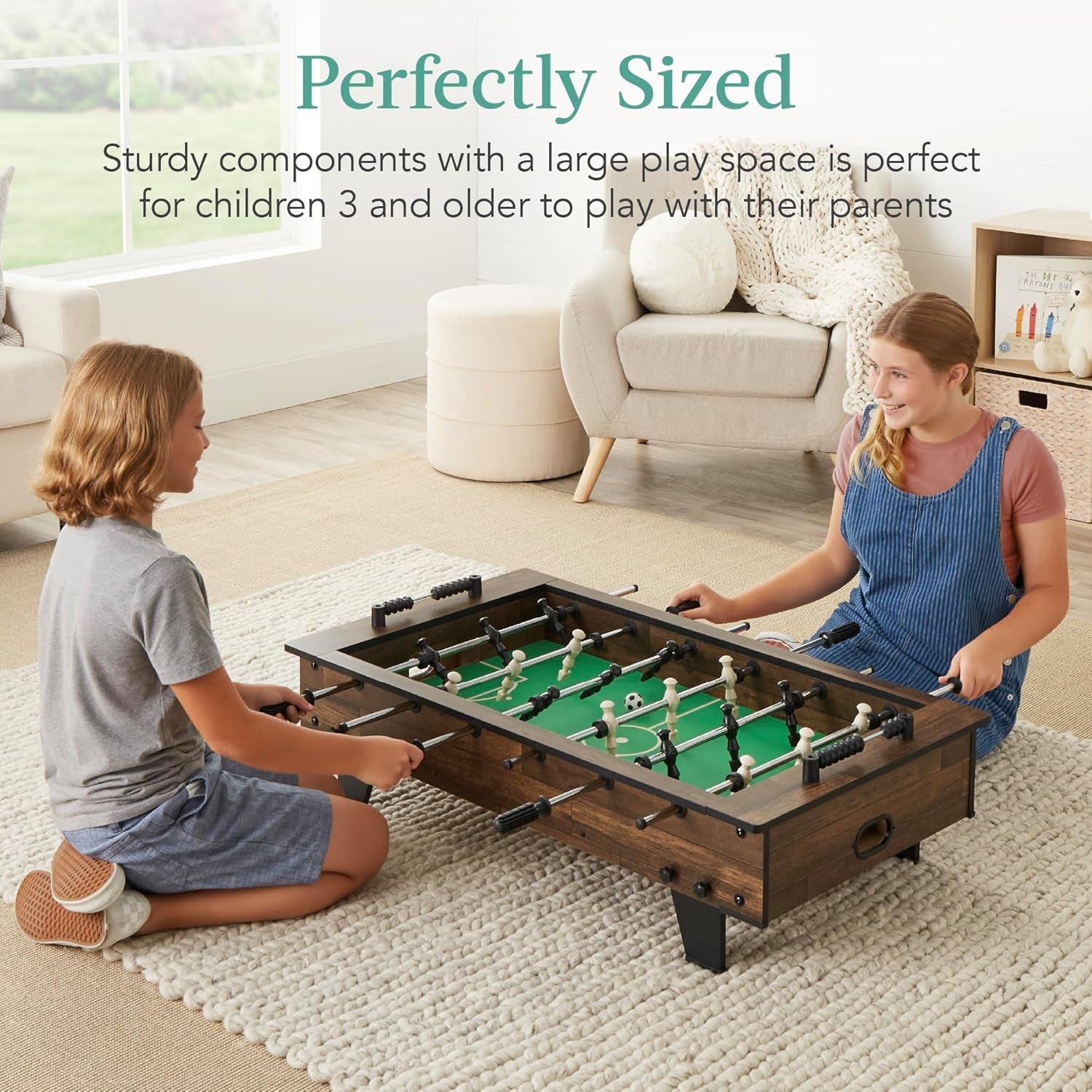 40In Tabletop Foosball Table, Compact Mini Arcade Table Hand Soccer for Kids and Adults, Home, Game Room W/ 2 Balls