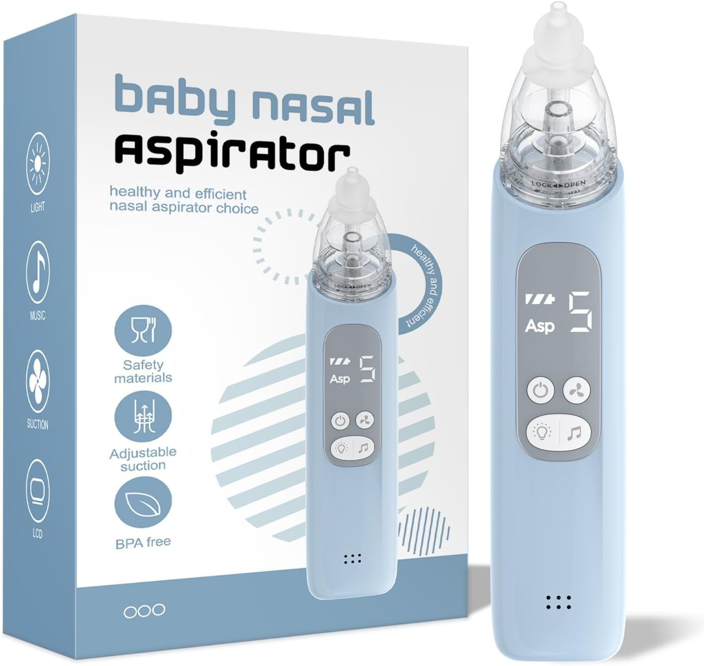 Baby Nasal Aspirator, Electric Nose Sucker with 5 Levels Suction, Soothing Light &amp; Nursery Rhymes