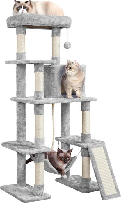 Cat Tree Cat Tower, 63In Multi-Level Cat Tree for Indoor Cats, Tall Cat Tree W/Sisal-Covered Scratching Posts &amp; Condo, Cat Furniture Activity Center for Cats Kitten, Pink