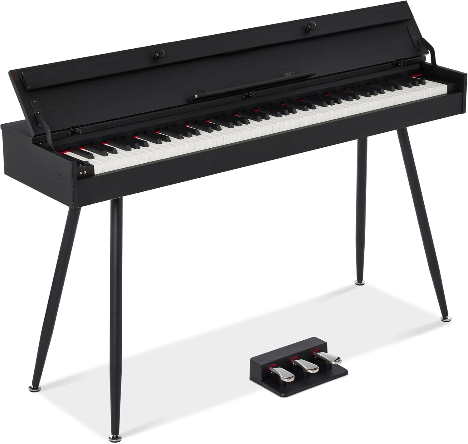 88-Key Weighted Full Size Digital Piano, Modern Desk Keyboard W/Metal Legs, 3 Sustain Pedal, MIDI, Headphone Jack - Black