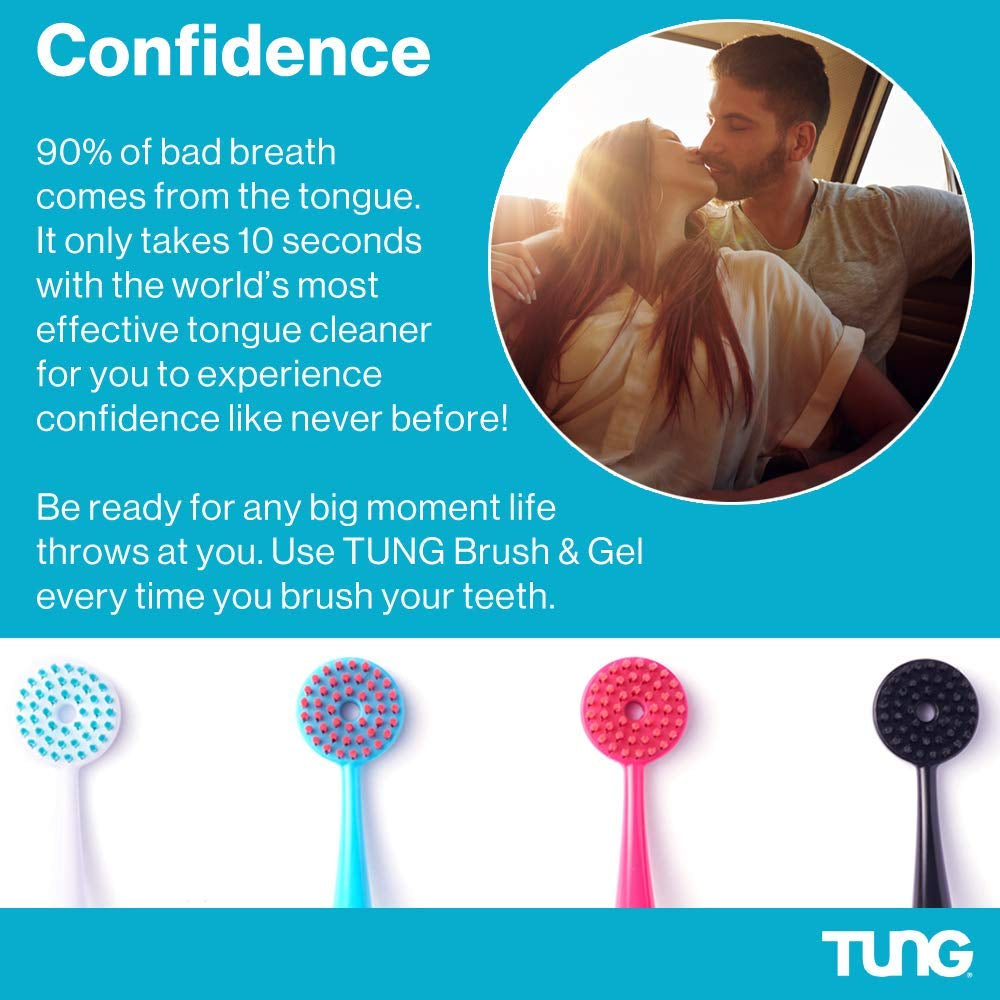 Tung Tongue Brush &amp; Gel Kit | Tongue Cleaner for Adults | Tongue Scraper to Fight Bad Breath and Halitosis | Mouth Odor Eliminator | Fresh Mint | Made in America (Set of 1)