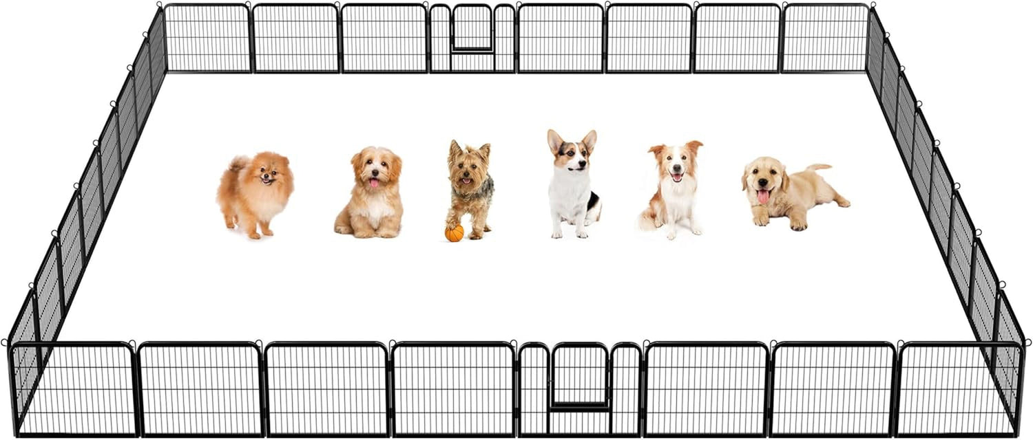 Dog Playpen Indoor, Extra Wide Outdoor Dog Fence Foldable Pet Puppy Exercise Pen for Yard/Garden/Rv Camping, 12 Panels 24 Inch Height X 32 Inch Width