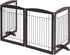 32-Inch Tall Dog Gate Extra Wide Pet Gate for Dogs Indoor Foldable Wire & Wooden Puppy Safety Fence W/2 Support Feet,Freestanding Dog Gate for the House, Doorway, Stairs(Espresso,4 Panels)