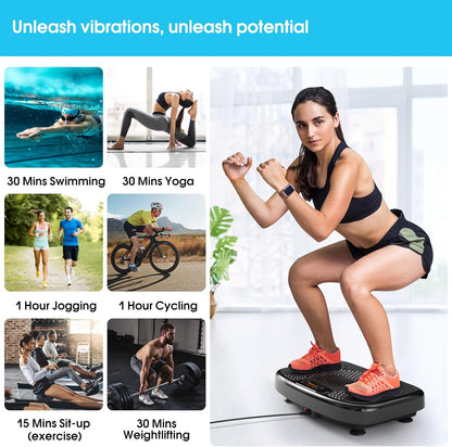 Vibration Plate Exercise Machine for Lymphatic Drainage Weight Loss, Power Vibration Plate 300-400 Lbs Capacity Full Whole Body Workout Vibration Platform,Waver Vibration Plate for Home Fitness