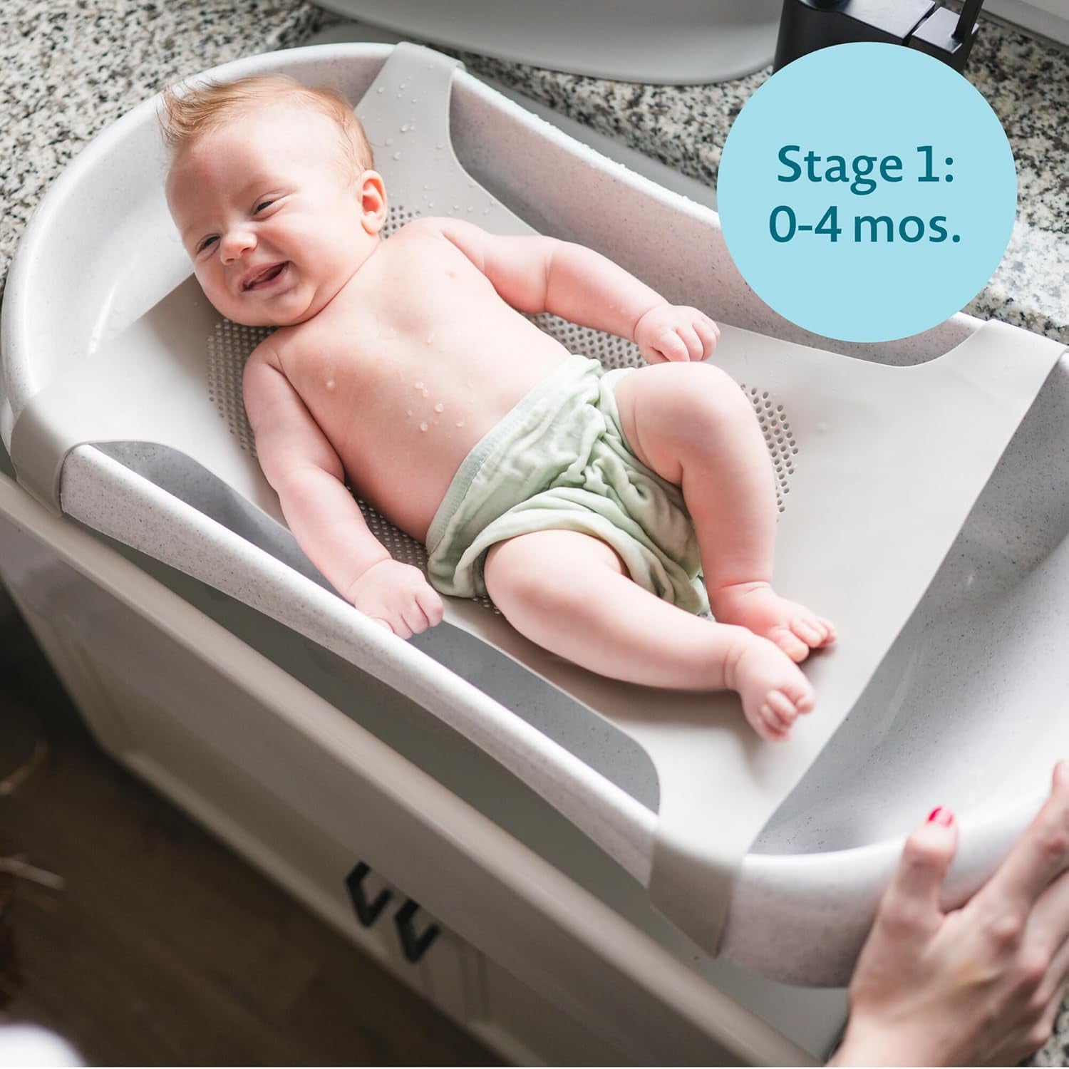 Rain Shower Baby Bathtub — Baby Spa for Newborn to Toddler — Includes Convertible Bathtub and Sling with Soothing Spray — Baby Bath Essentials