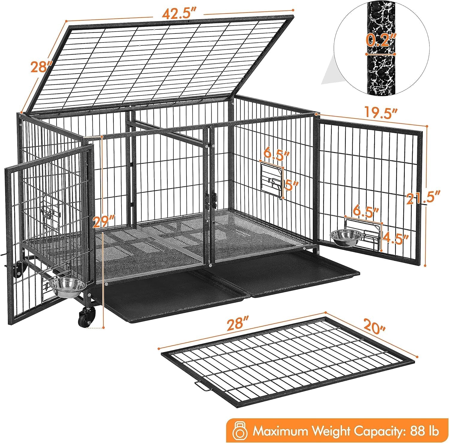 Stackable Dog Crate with Divider 43&