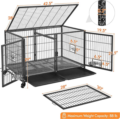 Stackable Dog Crate with Divider 43&