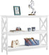 Console Table with 3 Storage Shelves, Entryway Table Sofa Side Table Narrow Long Bookshelf for Hallway Living Room, Accent Furniture, White