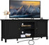 Black TV Stand for 65 Inch TV, Entertainment Center with Power Outlet, TV Console Table for Living Room, Wood Dresser Table for Bedroom