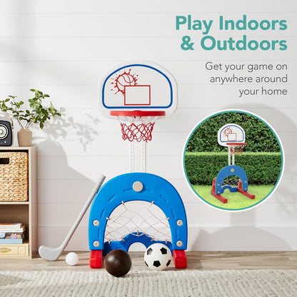 3-In-1 Toddler Basketball Hoop Sports Activity Center