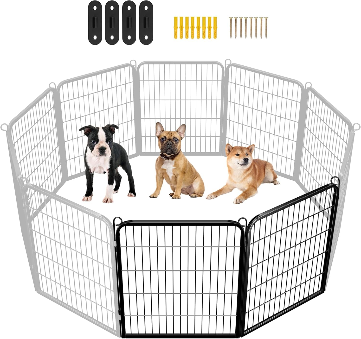 Dog Playpen Outdoor 24 Inch 6 Panels Indoor Dog Fence Metal Dog Pen Heavy Duty Pet Exercise Pen for Rv/Camping/Garden