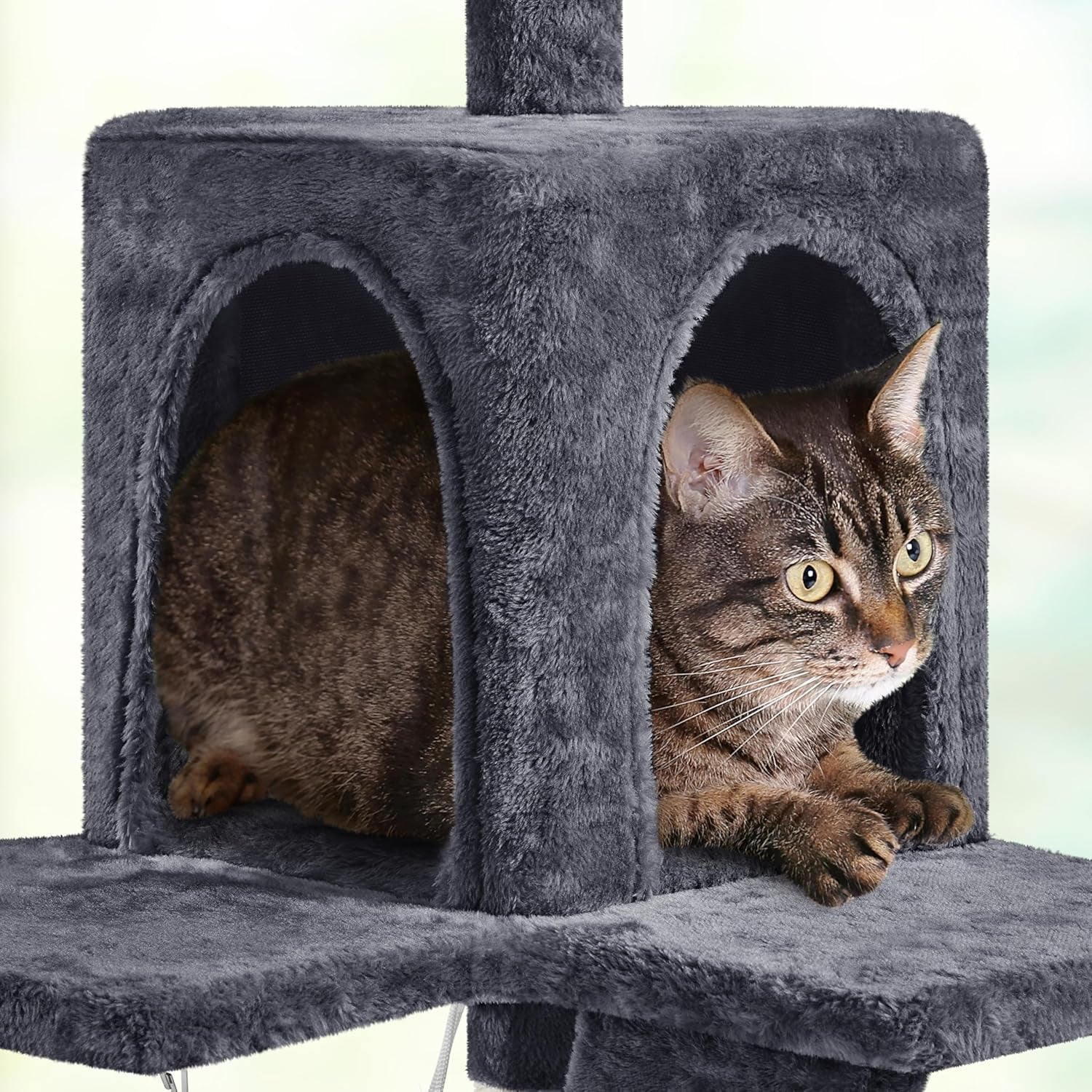 Cat Tree, 54In Tall Cat Tower for Indoor Cats, Multi-Level Cat Furniture with Extended Platform &amp; Basket, Spacious Cat Condo, Funny Hammock, Scratching Posts and Ladder for Kittens