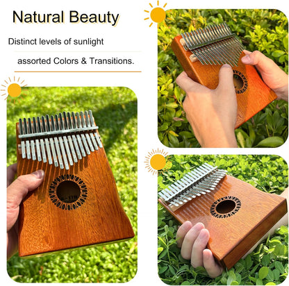 Kalimba Thumb Piano 17 Keys, Portable Mbira Finger Piano Gifts for Kids and Adults Beginners Wood