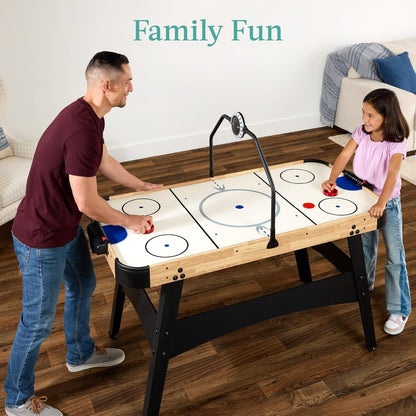 LED 54 Inch Air Hockey Game Table W/Light-Up Scoreboard, Powerful Motor, AC Outlet. Includes 2 Pucks, 2 Pushers