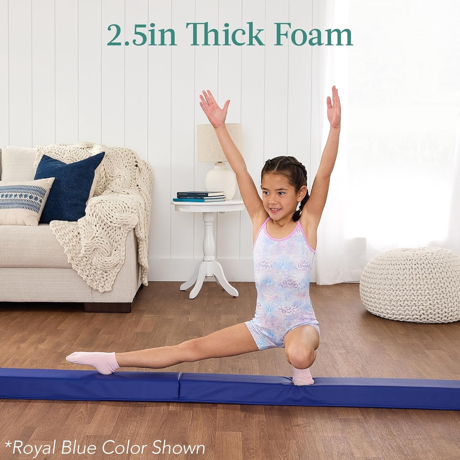 8Ft Folding Medium-Density Foam Floor Balance Beam for Gymnastic and Tumbling