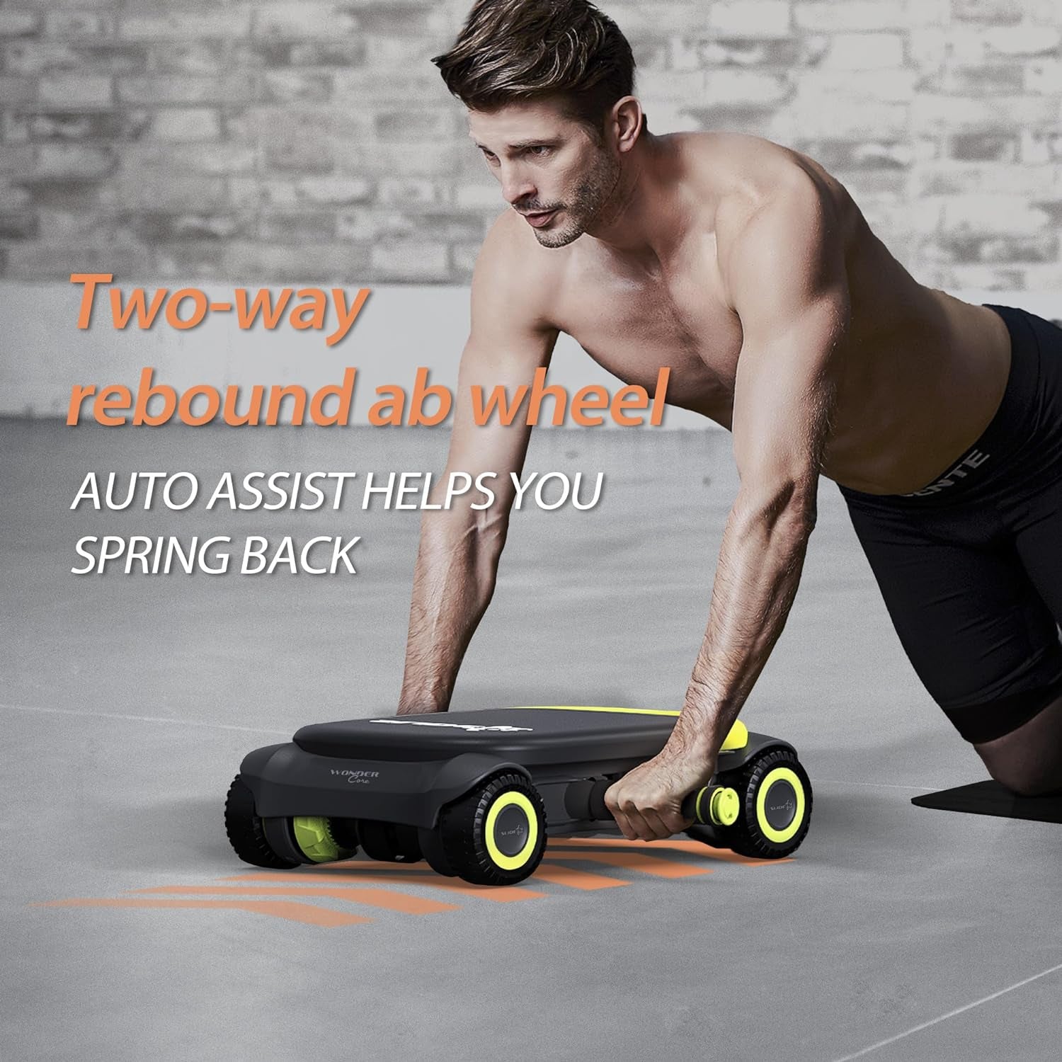 Slide Fit, Ab Roller Board with 4 Wheels, Automatic Rebound Abdominal Wheel for Core Workout, Ab Exercise Equipment, Abdominal Exerciser, Heroboard Fitness Rolling Board with Knee Pad