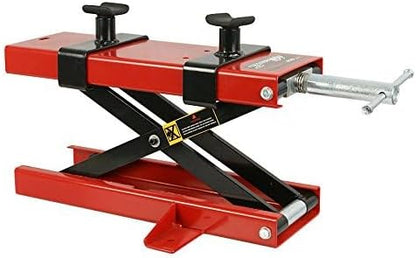 1100 LBS Capacity Steel Motorcycle Center Scissor Lift Jack with Saddle &amp; Safety Pin