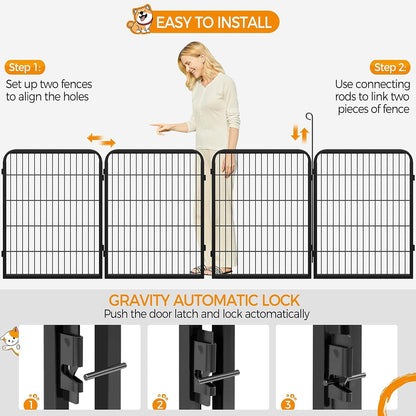 Dog Playpen Outdoor, 2 Panel Dog Fence 32&quot; Indoor Pet Pen for Medium/Small Dogs Heavy Duty Pet Exercise Pen for Puppy/Rabbit/Small Animals Portable Playpen for RV Camping Garden Yard