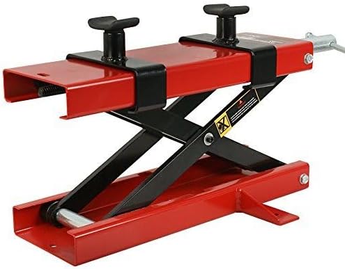 1100 LBS Capacity Steel Motorcycle Center Scissor Lift Jack with Saddle &amp; Safety Pin