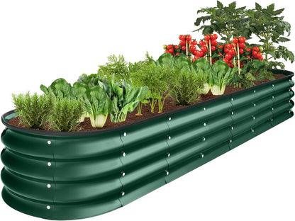 4X2X1Ft Outdoor Metal Raised Garden Bed, Oval Deep Root Planter Box for Vegetables, Flowers, Herbs, and Succulents W/ 51 Gallon Capacity, Rubber Edge Guard - Sage Green