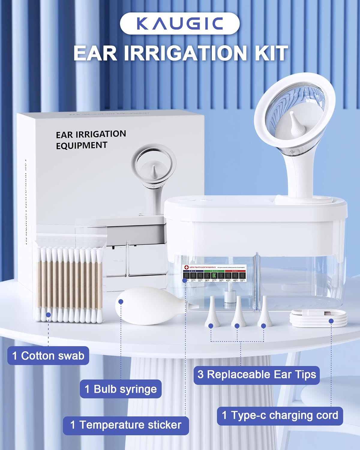 Ear Wax Removal Kit HSA FSA Eligible Items Only List Ear Cleaner Flushing Kit for Adults Ear Irrigation Flushing System Ear Cleaning Kit Earwax Removal with One-Piece Wast Tank and 4 Pressure Levels